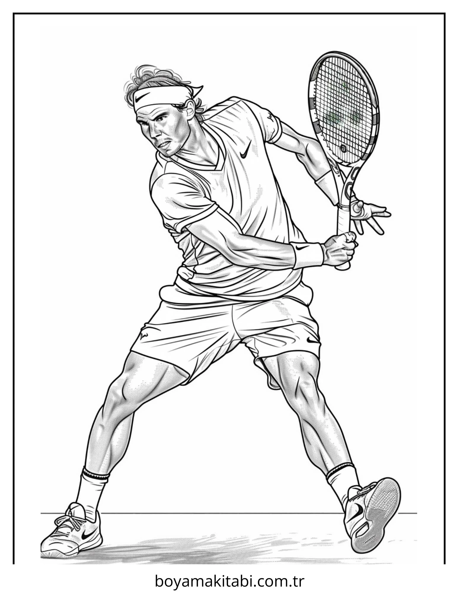 Tenis boyama sayfası – boyama etkinliği, çocuk aktivitesi