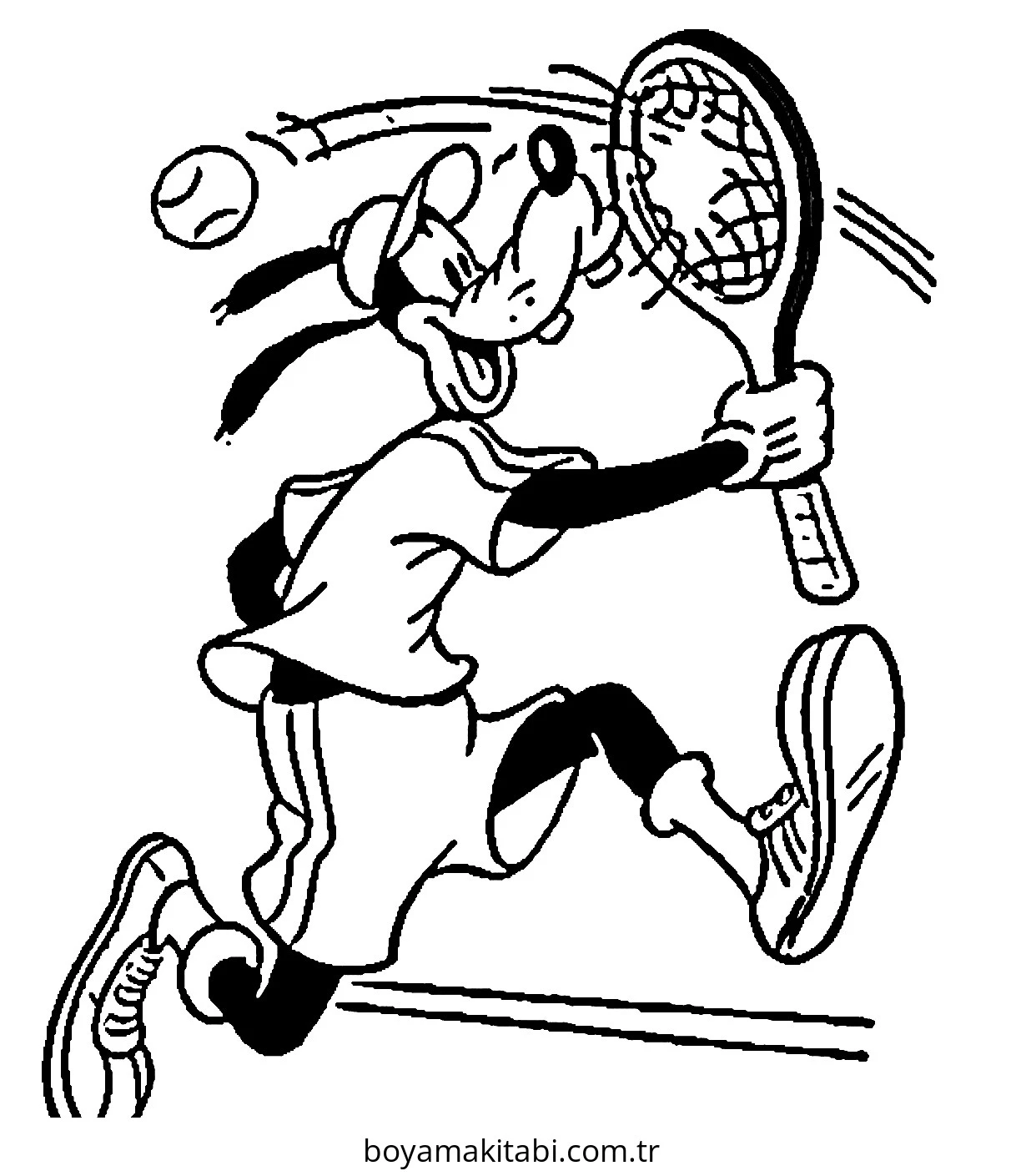 Tenis boyama sayfası – el becerilerini geliştirir, boyama çalışması