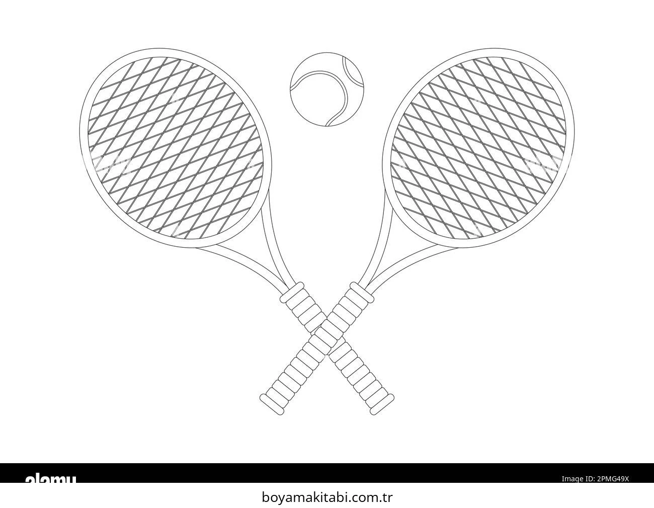 Tenis boyama sayfası – basit çizim, kolay boyama