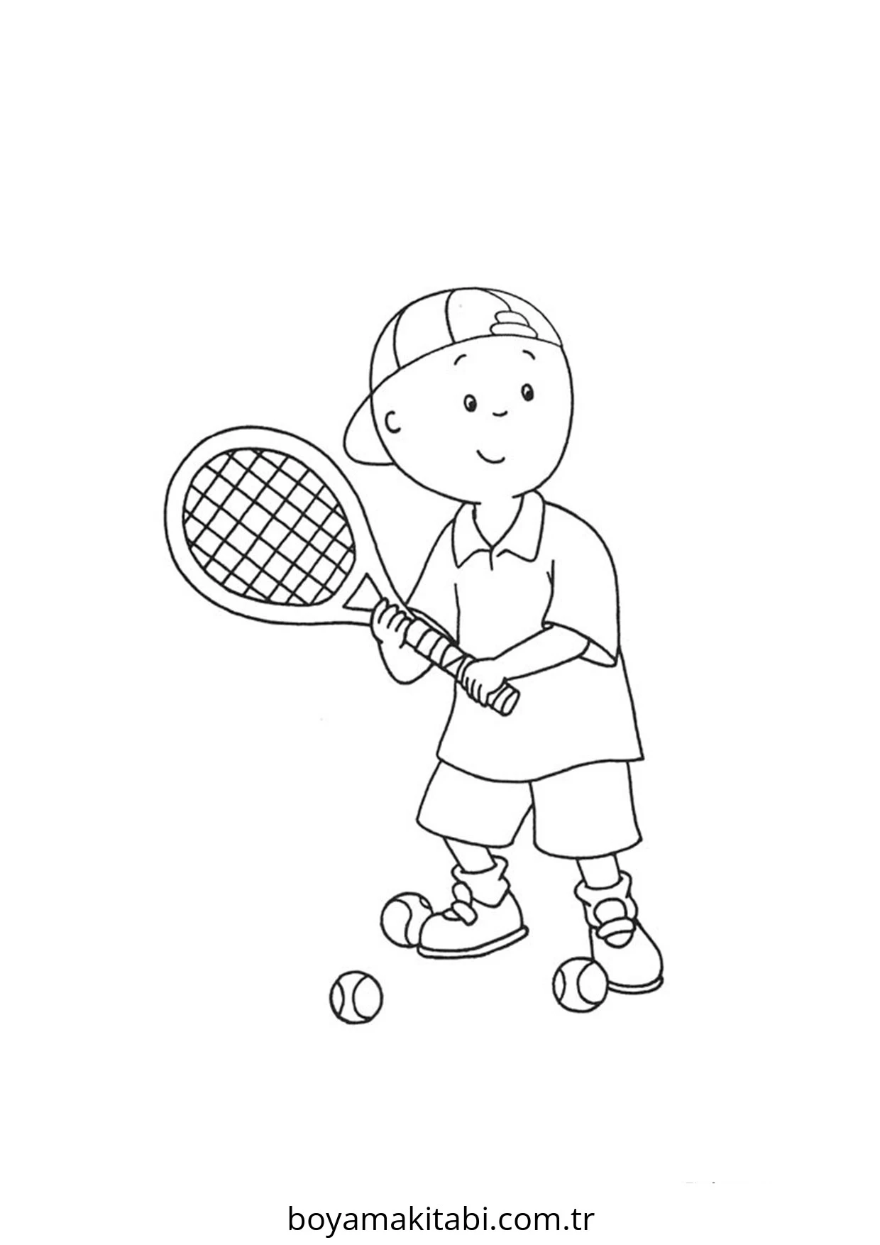 Tenis boyama sayfası – renkli çizimler, okul öncesi