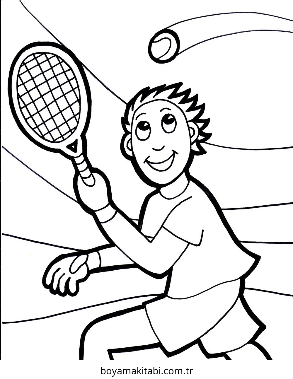 Tenis boyama sayfası – kolay boyama, eğitici aktivite