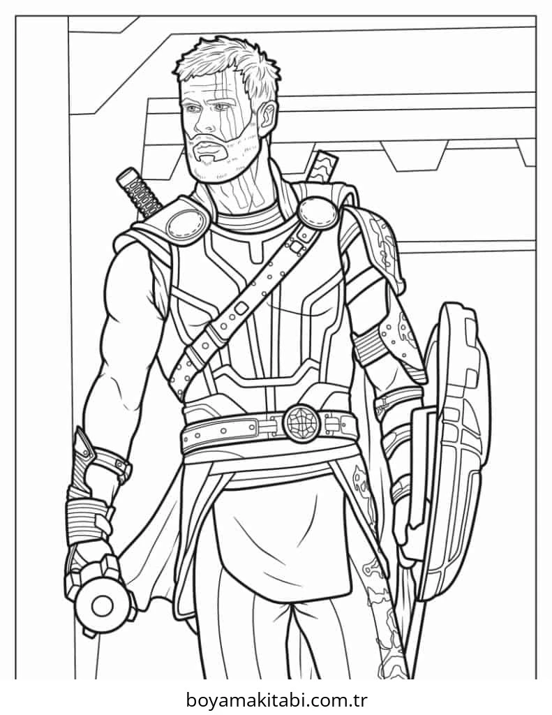 Thor boyama sayfası – çocuk aktivitesi, PDF indir
