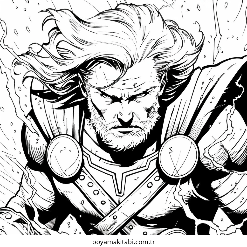 Thor boyama sayfası – çocuklar için, çizgi film temalı