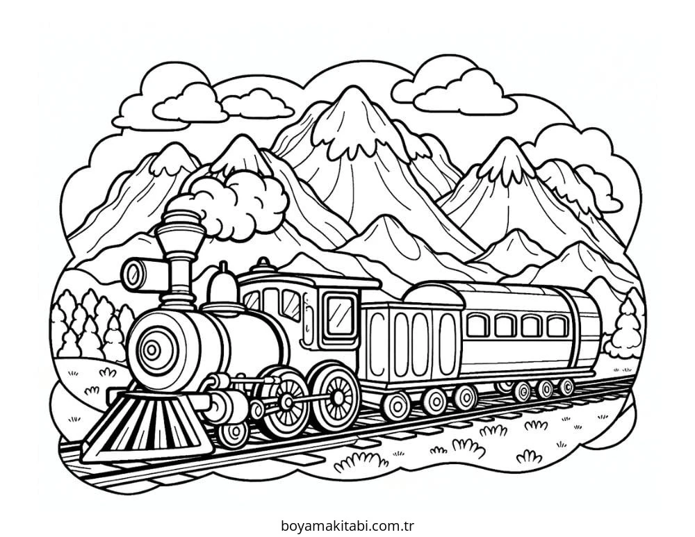 Tren boyama sayfası #136 – ücretsiz yazdır, boyama etkinliği