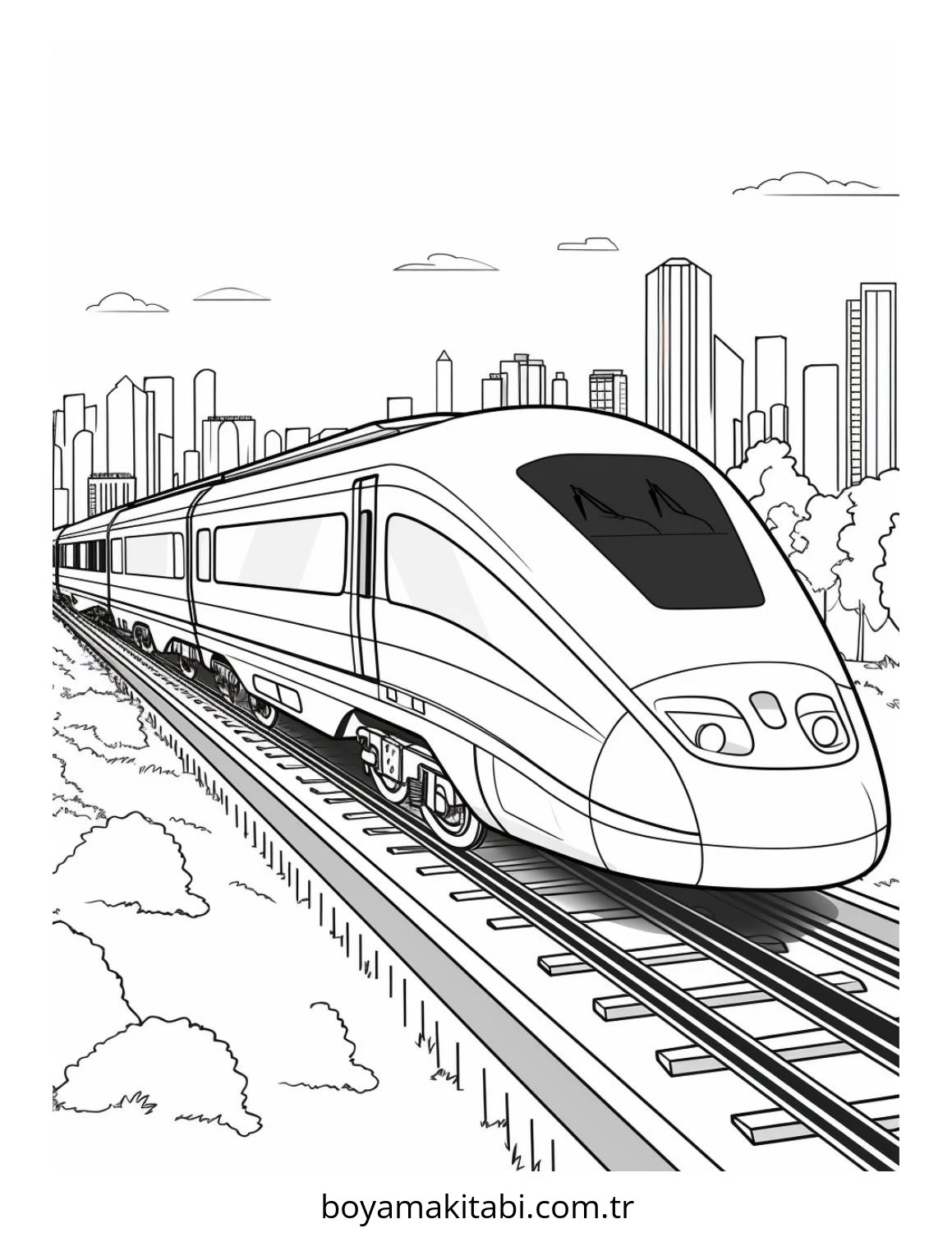 Tren boyama sayfası #140 – eğlenceli etkinlik, el becerilerini geliştirir