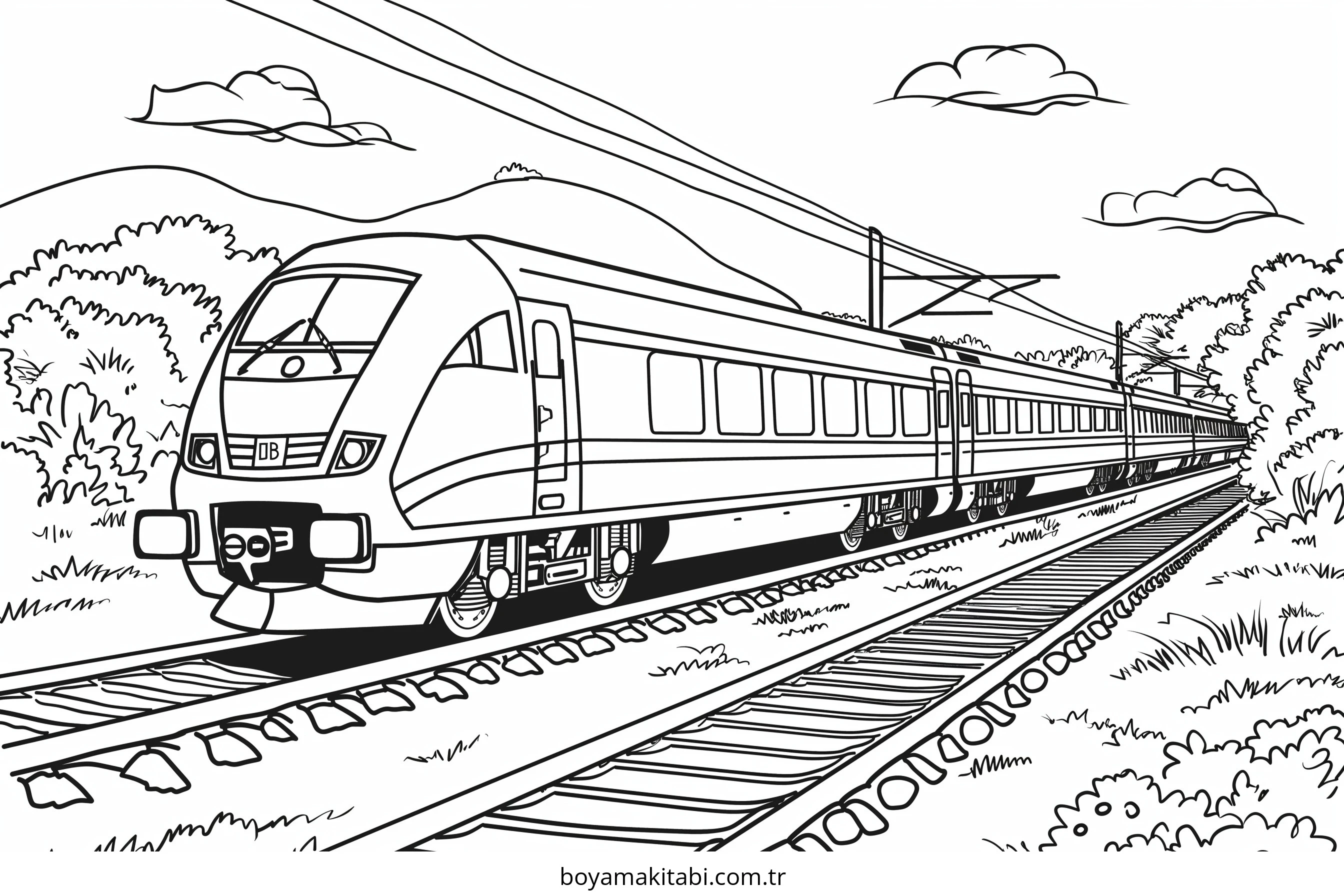 Tren boyama sayfası #152 – basit çizim, yaz tatili etkinliği