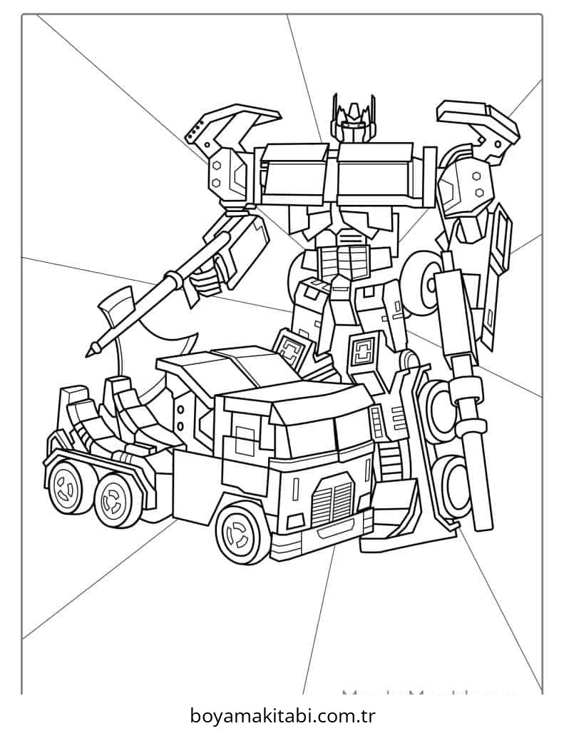 Transformers boyama sayfası #131 – el becerilerini geliştirir, boyama çalışması