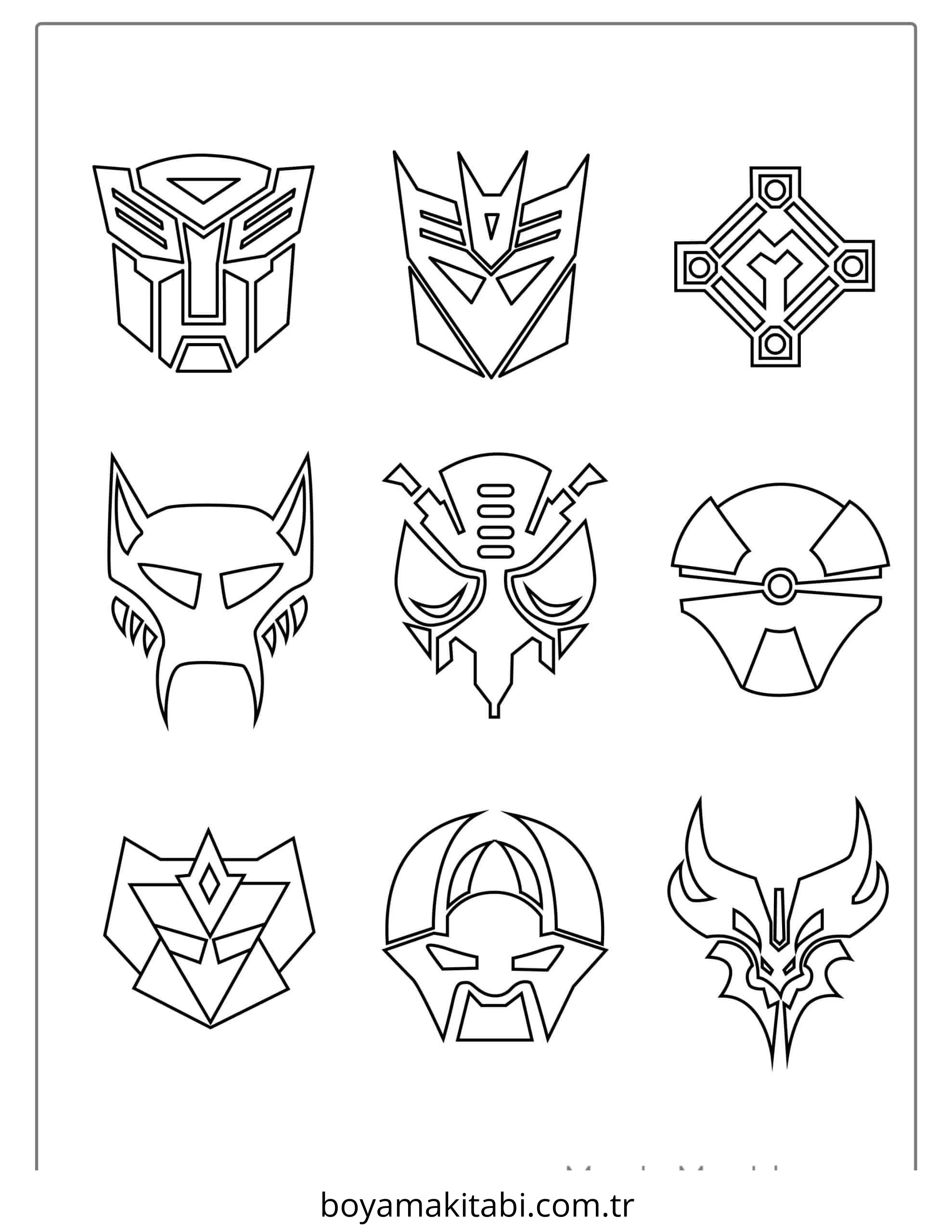 Transformers boyama sayfası – kolay boyama, eğitici aktivite