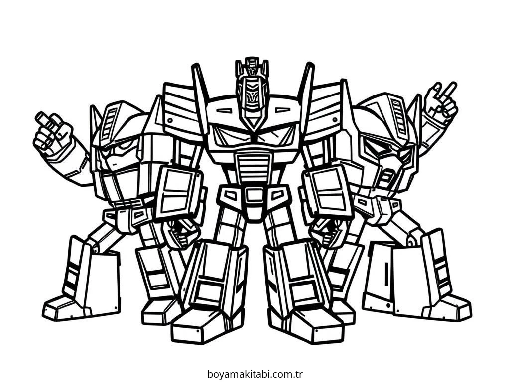 Transformers boyama sayfası – eğlenceli etkinlik, el becerilerini geliştirir