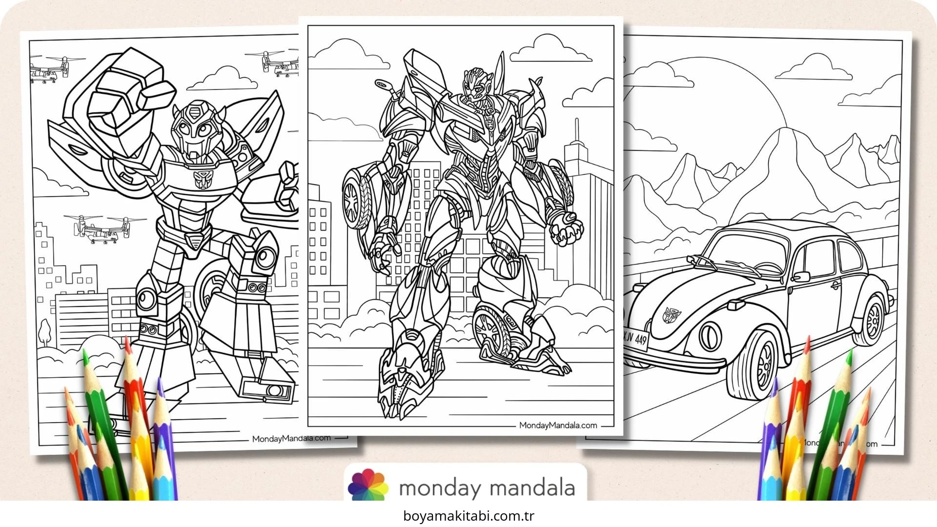 Transformers boyama sayfası – okul öncesi, evde etkinlik