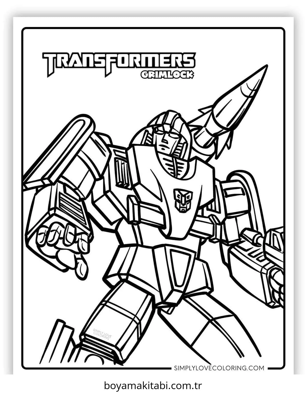 Transformers boyama sayfası – el becerilerini geliştirir, boyama çalışması