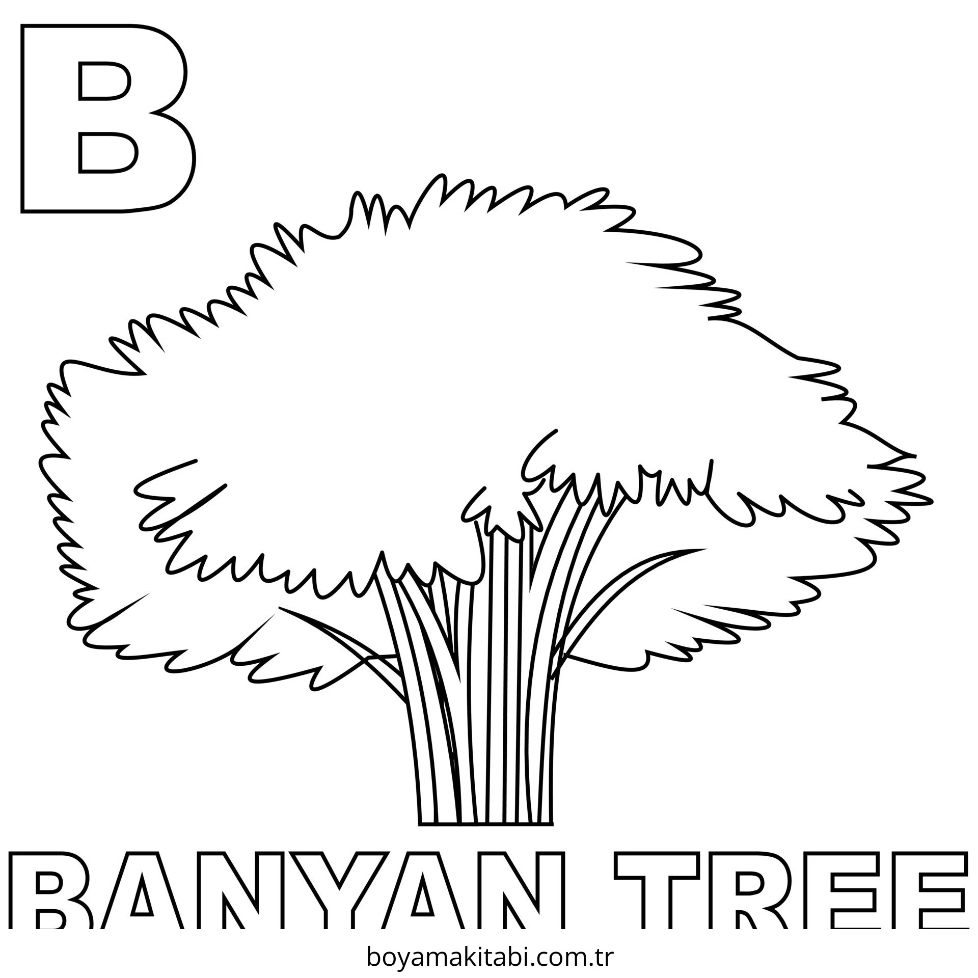 Ağaç boyama sayfası #166 – çocuk aktivitesi, ilkokul öğrencileri için
