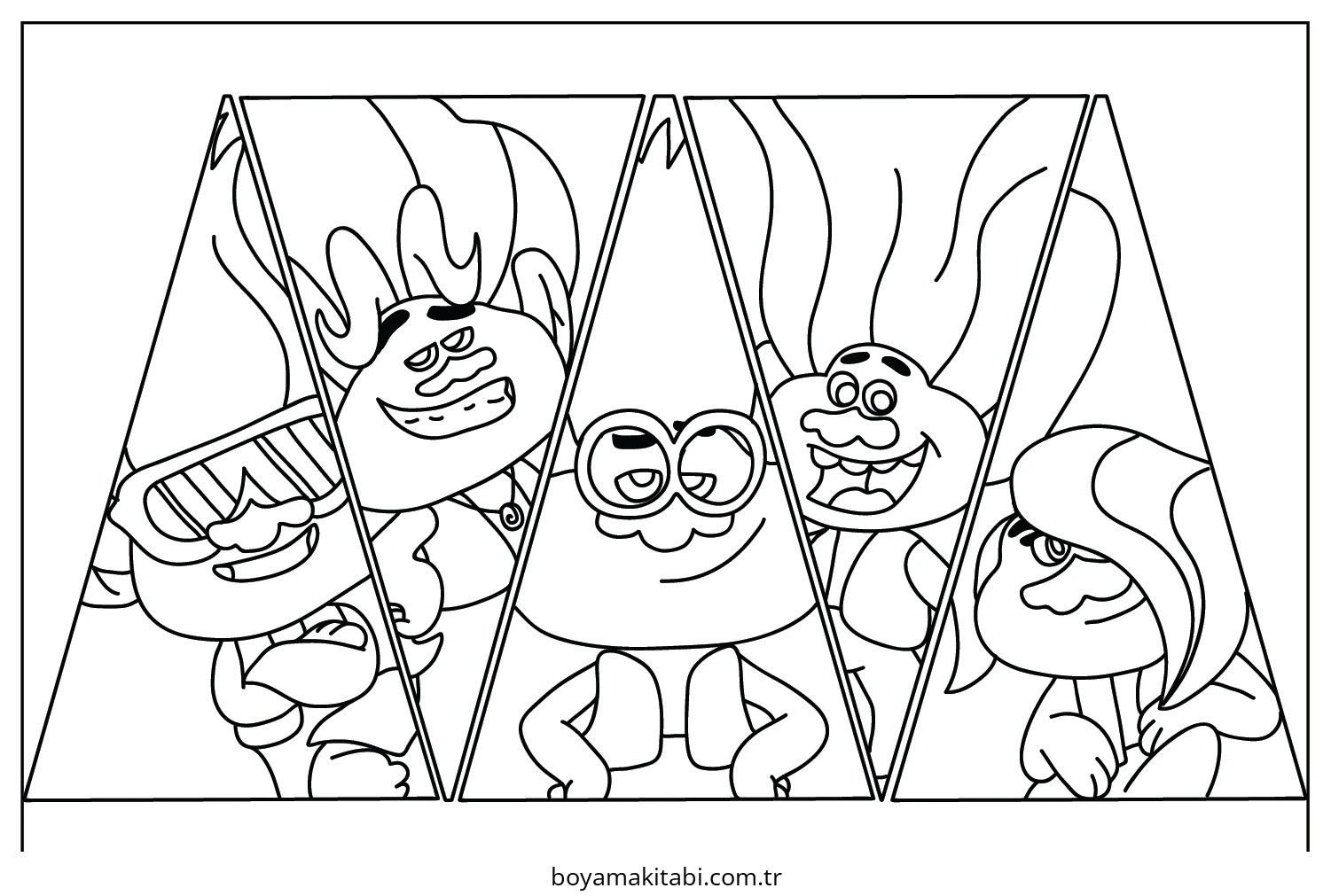 Trolls boyama sayfası – basit çizim, kolay boyama