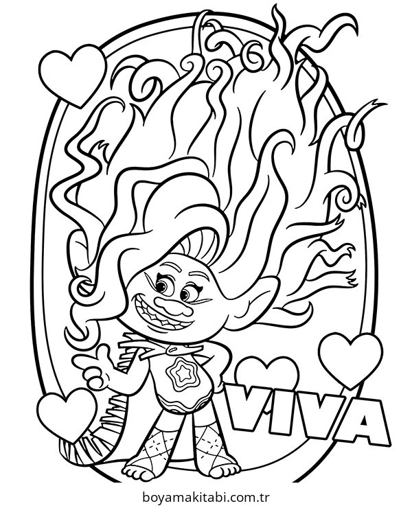 Trolls boyama sayfası – PDF indir, sevimli karakter