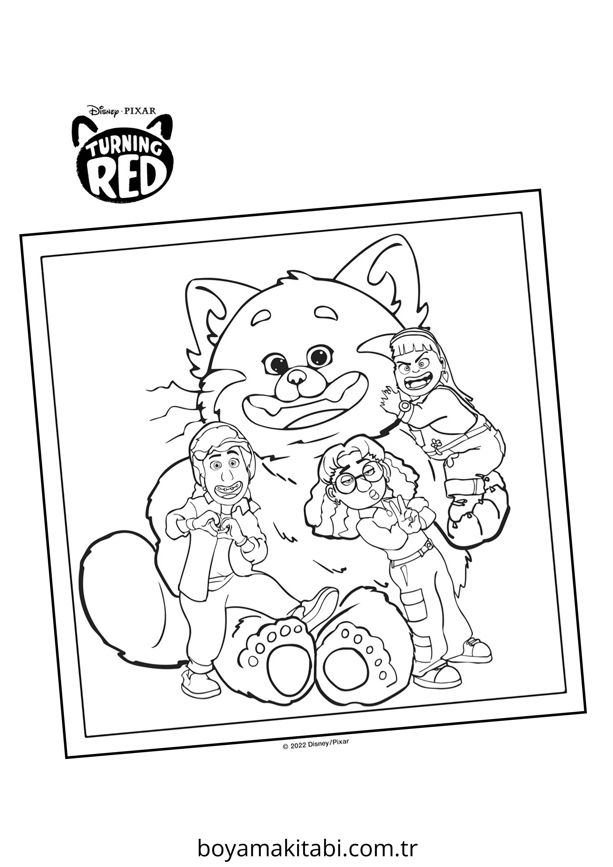 Turning Red boyama sayfası – el becerilerini geliştirir, boyama çalışması
