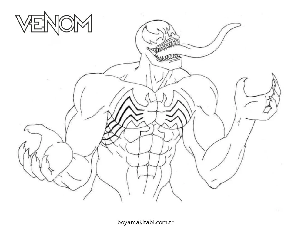 Venom boyama sayfası – sevimli karakter, sanatsal çalışma