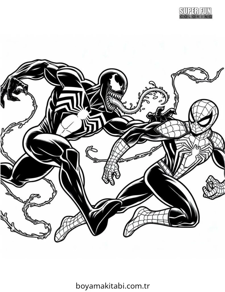 Venom boyama sayfası – keyifli zaman, renkli çizimler