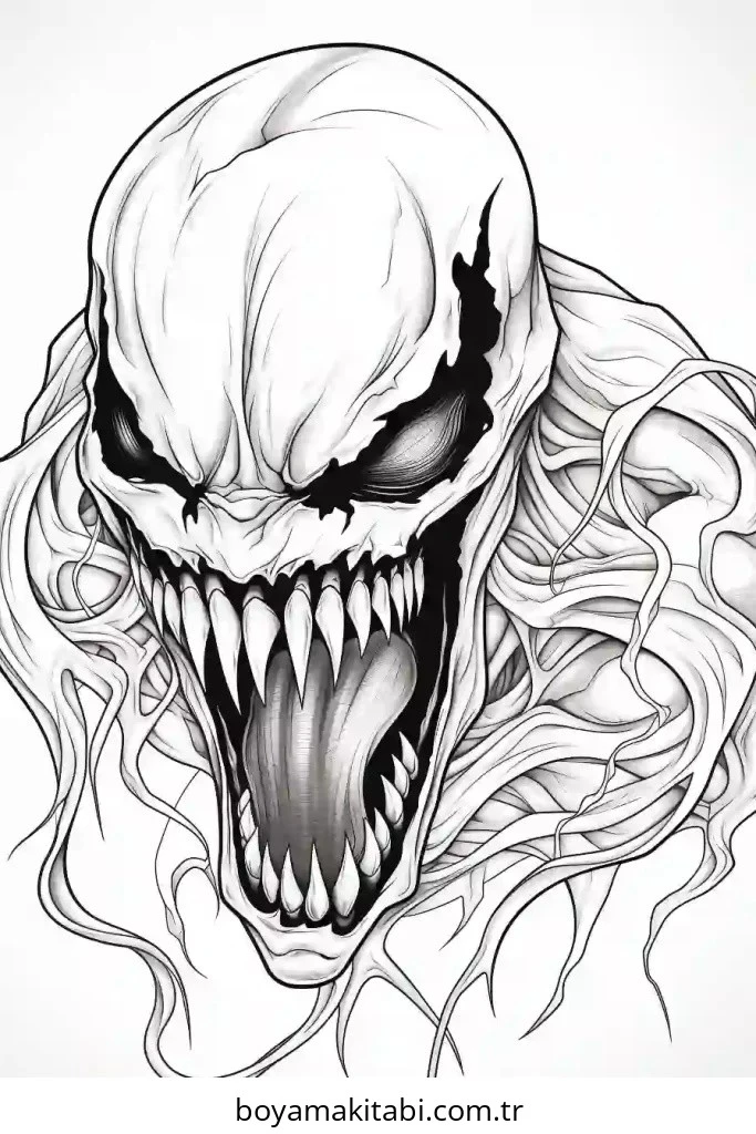 Venom boyama sayfası – basit çizim, kolay boyama