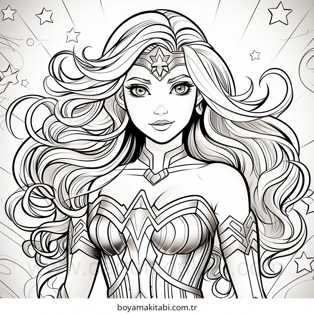 Wonder Woman boyama sayfası #46 – el becerilerini geliştirir, boyama çalışması