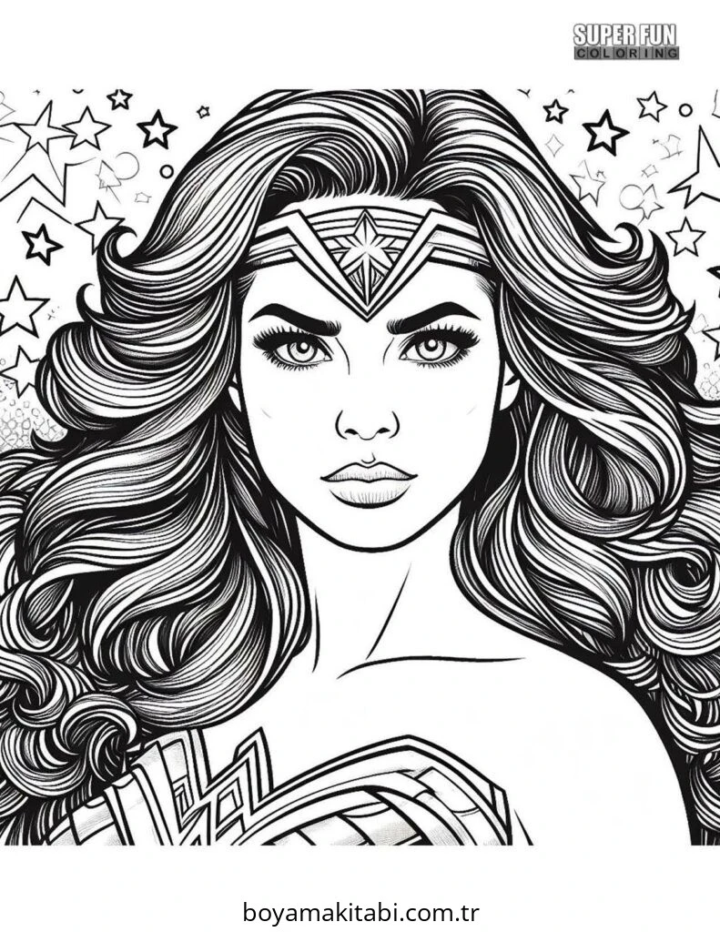 Wonder Woman boyama sayfası #48 – evde etkinlik, anaokulu etkinliği