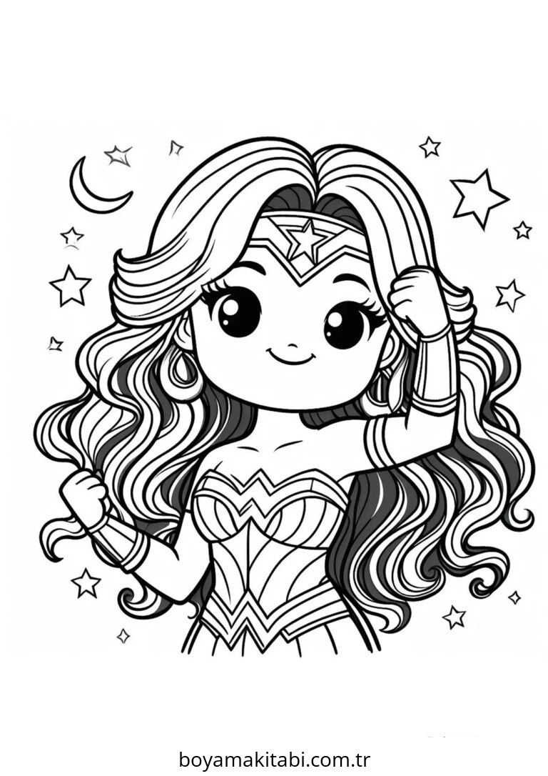 Wonder Woman boyama sayfası – ücretsiz yazdır, boyama etkinliği