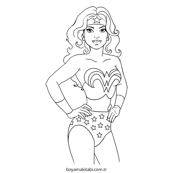 Wonder Woman boyama sayfası – çocuklar için, çizgi film temalı