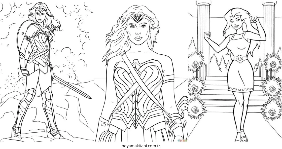 Wonder Woman boyama sayfası – eğitici aktivite, yaratıcılık