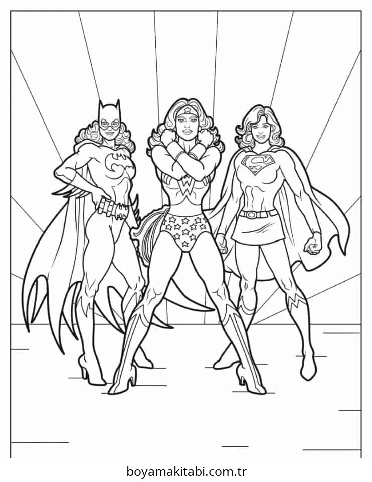Wonder Woman boyama sayfası – sanatsal çalışma, çocuklar için