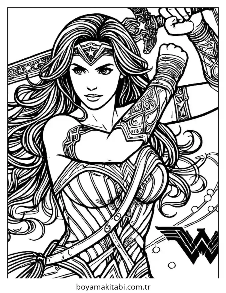 Wonder Woman boyama sayfası – boyama çalışması, yaratıcılığı geliştirir