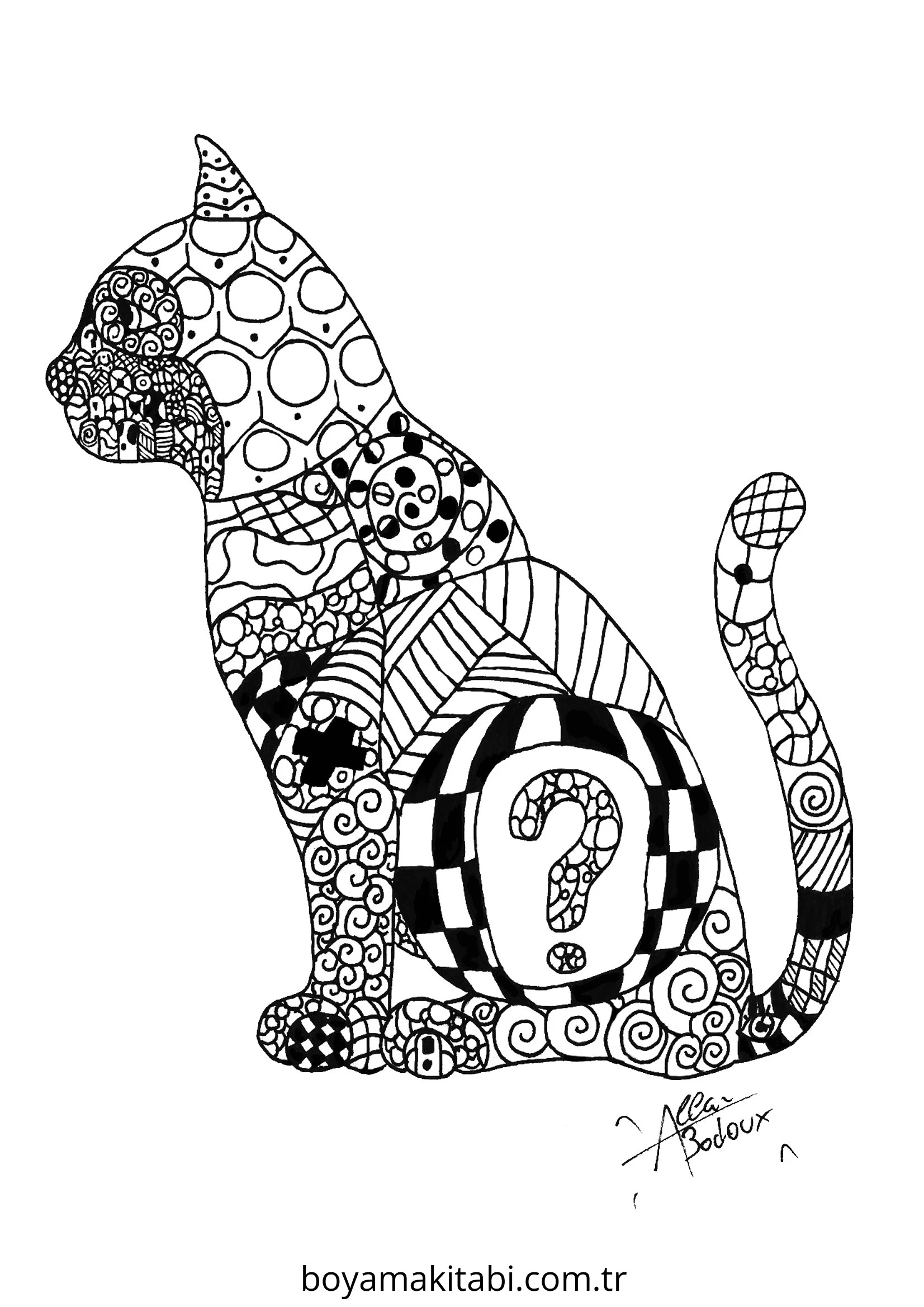 Zentangle boyama sayfası – evde etkinlik, ücretsiz yazdır