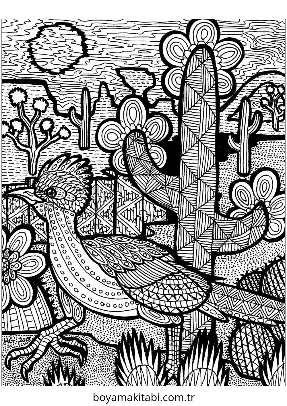 Zentangle boyama sayfası – el becerilerini geliştirir, boyama çalışması