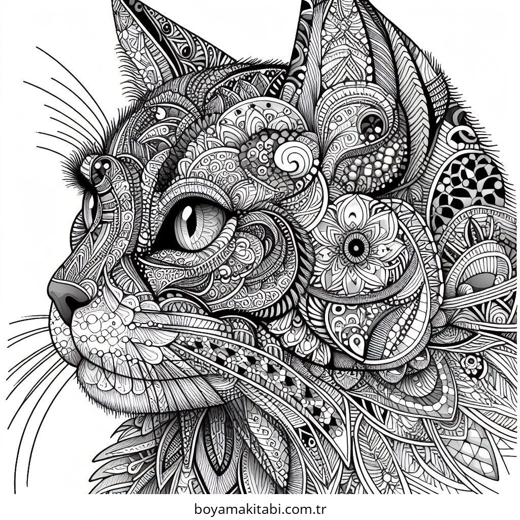 Zentangle boyama sayfası – çocuk aktivitesi, PDF indir