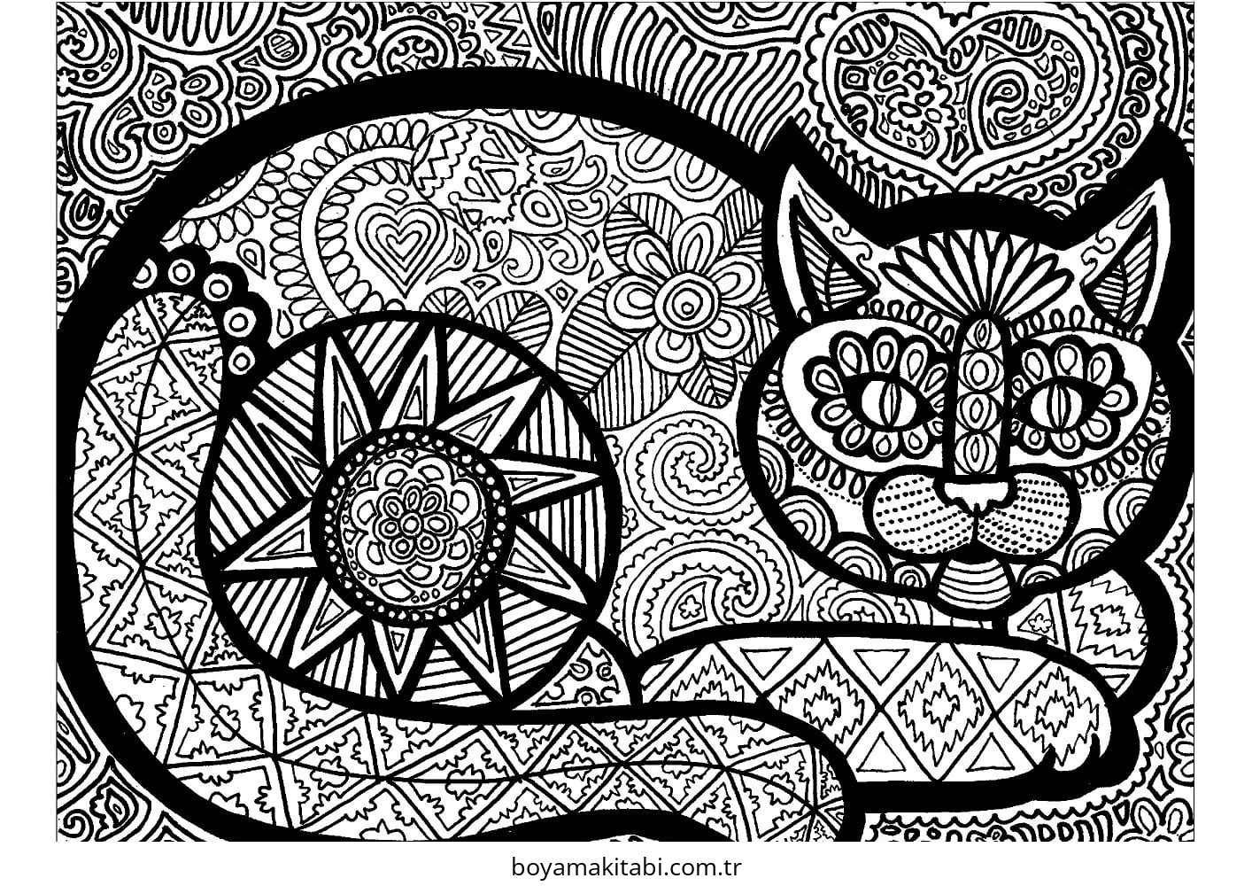 Zentangle boyama sayfası – basit çizim, kolay boyama