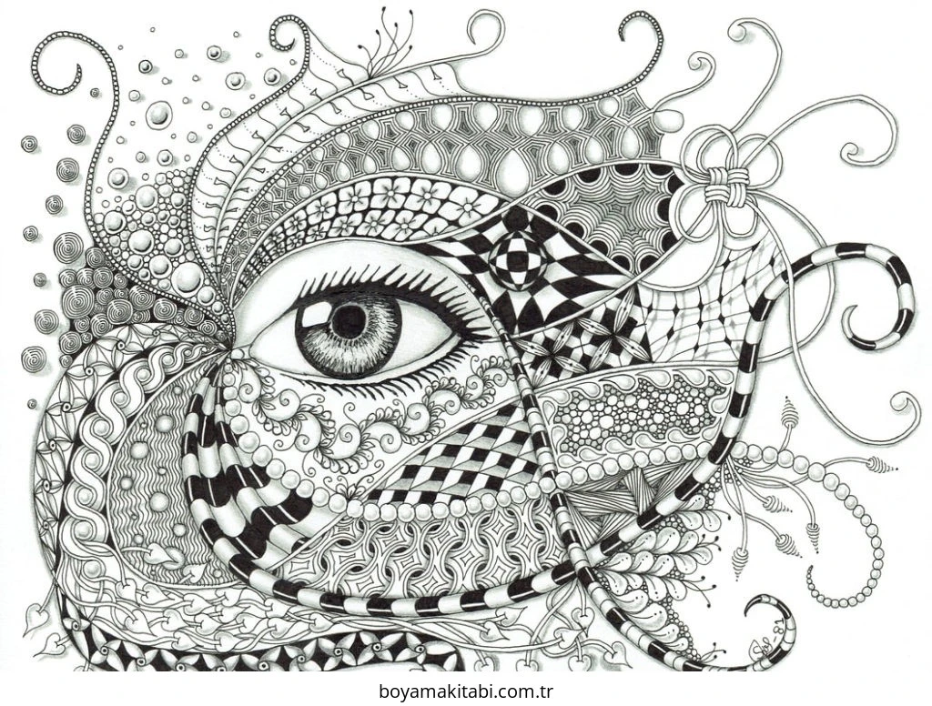 Zentangle boyama sayfası – yaratıcılık, eğlenceli etkinlik
