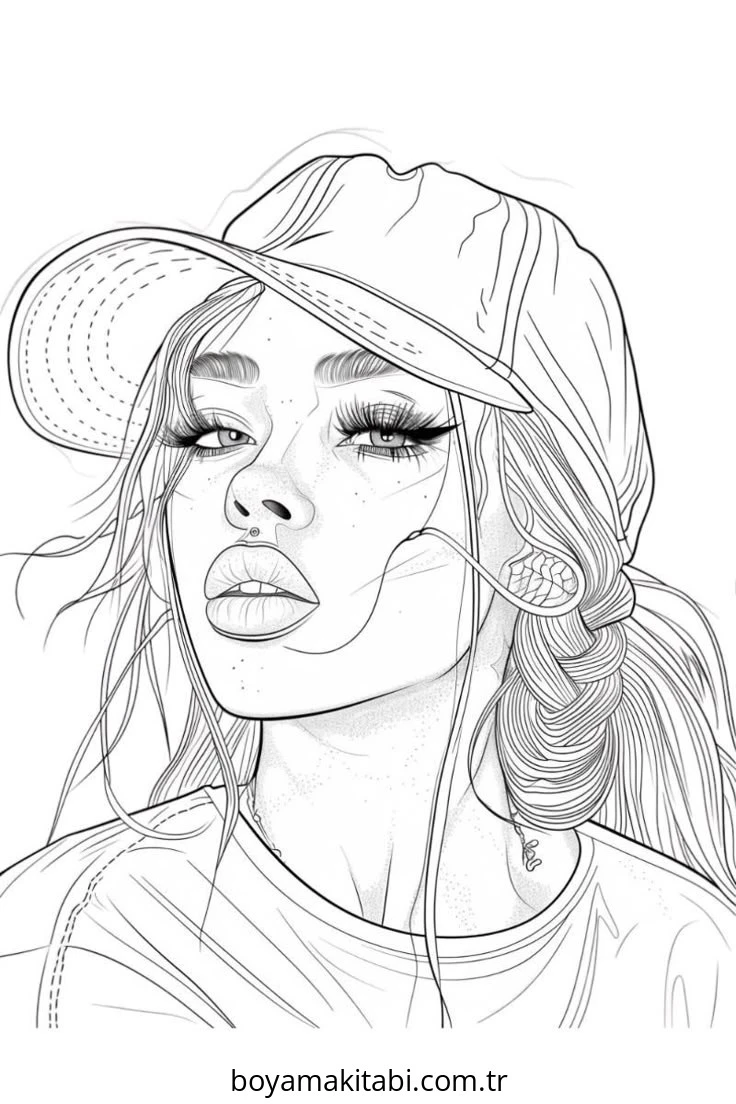 Aesthetic Girl boyama sayfası – evde etkinlik, ücretsiz yazdır