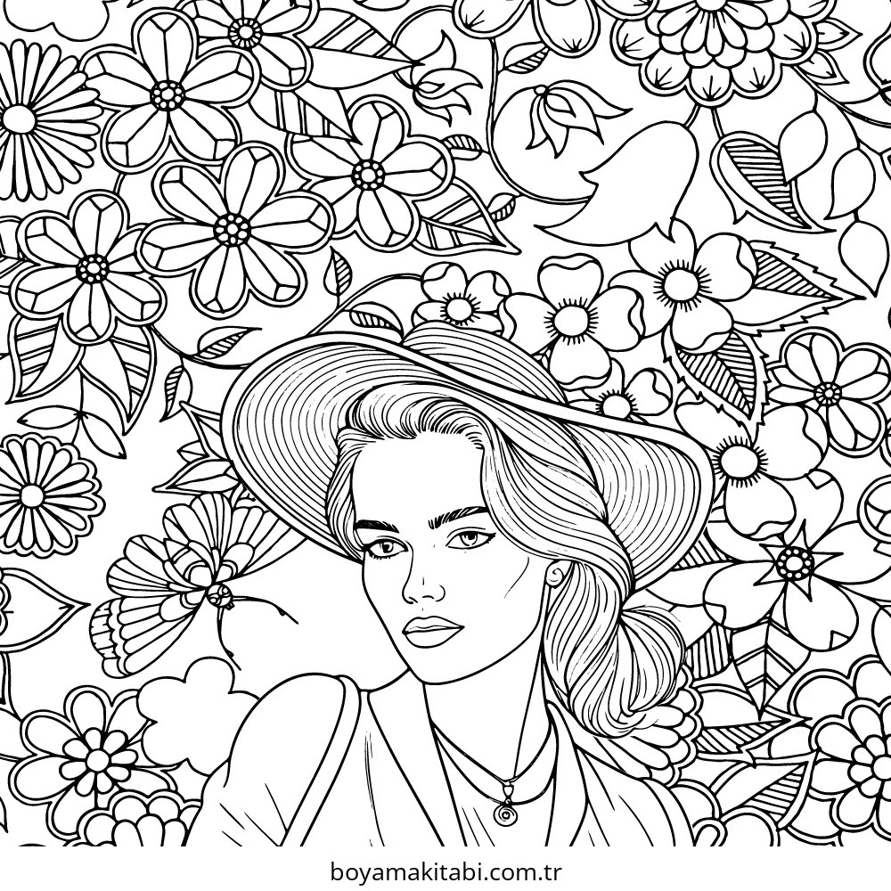 Aesthetic Girl boyama sayfası – yaratıcılık, eğlenceli etkinlik