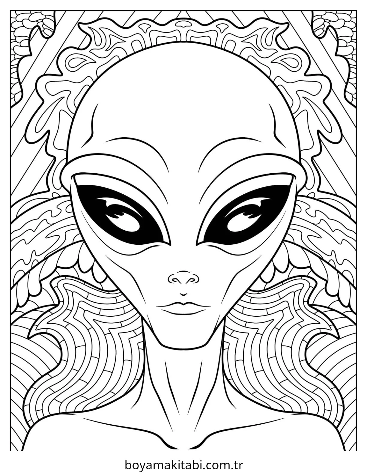 Alien boyama sayfası – el becerilerini geliştirir, boyama çalışması