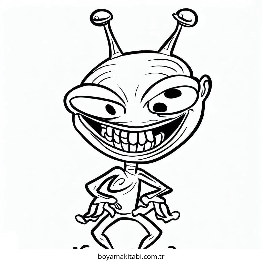 Alien boyama sayfası – çocuklar için, çizgi film temalı