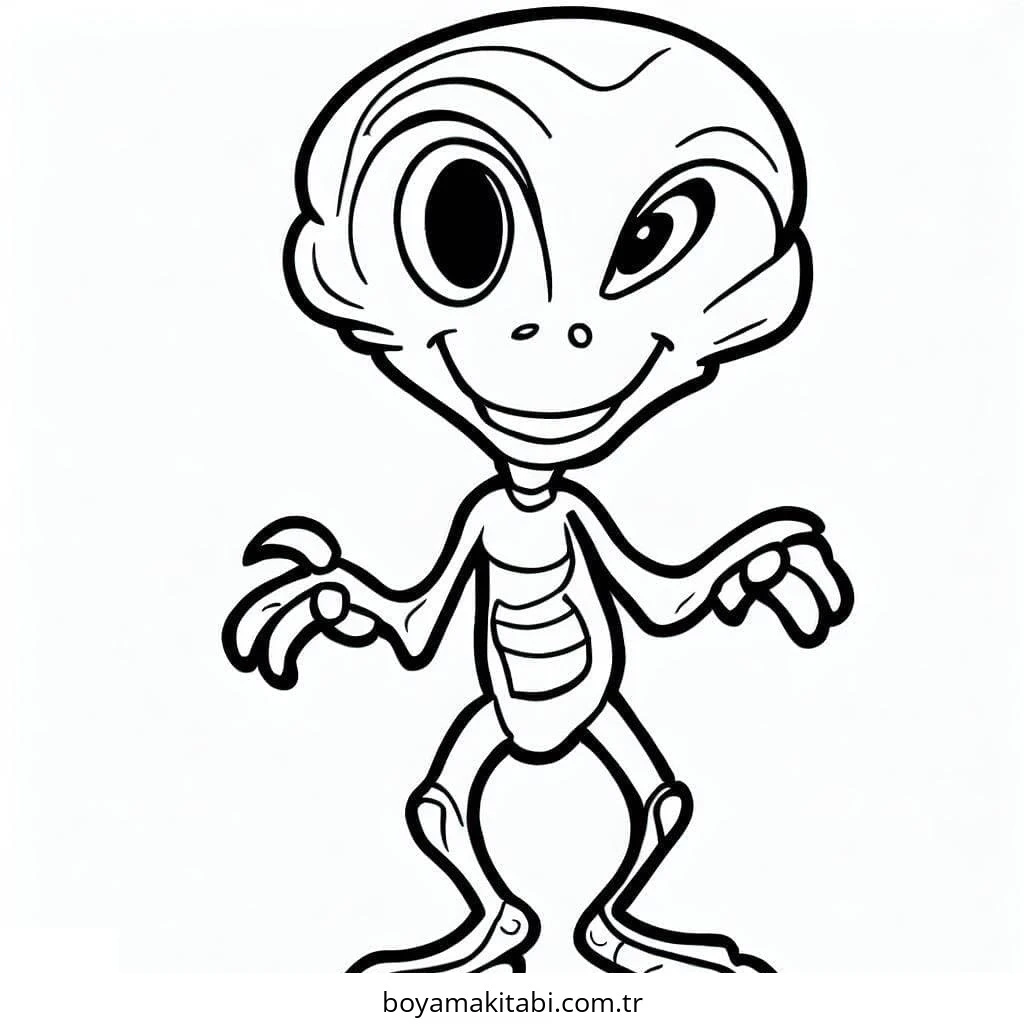 Alien boyama sayfası – eğlenceli etkinlik, el becerilerini geliştirir