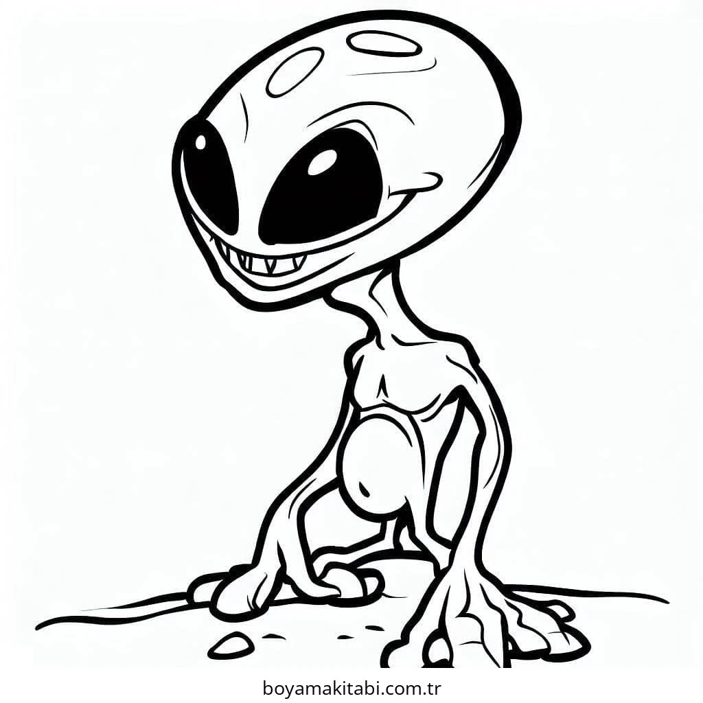 Alien boyama sayfası – sevimli karakter, sanatsal çalışma