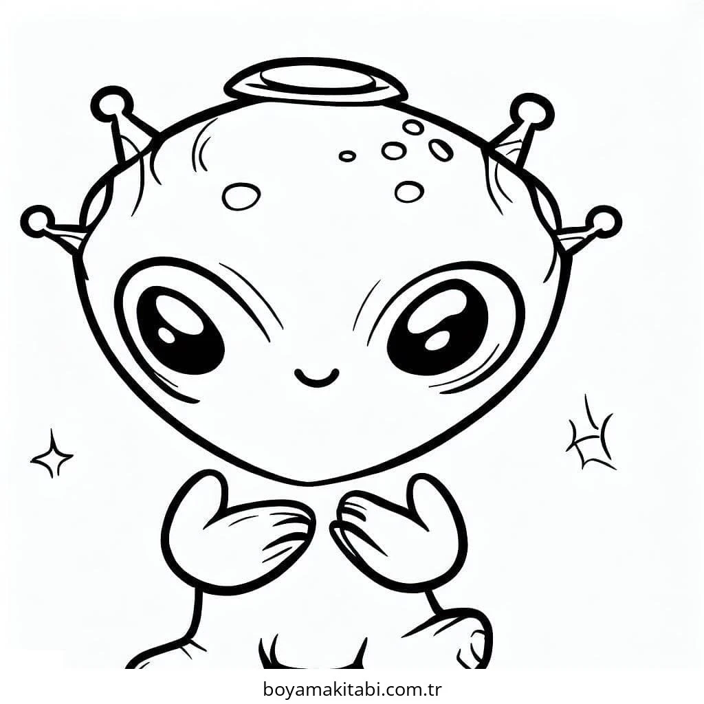 Alien boyama sayfası – el becerilerini geliştirir, boyama çalışması