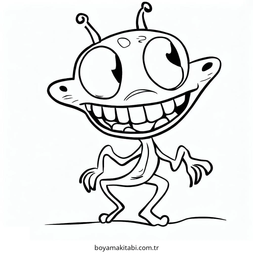 Alien boyama sayfası – çocuk aktivitesi, PDF indir