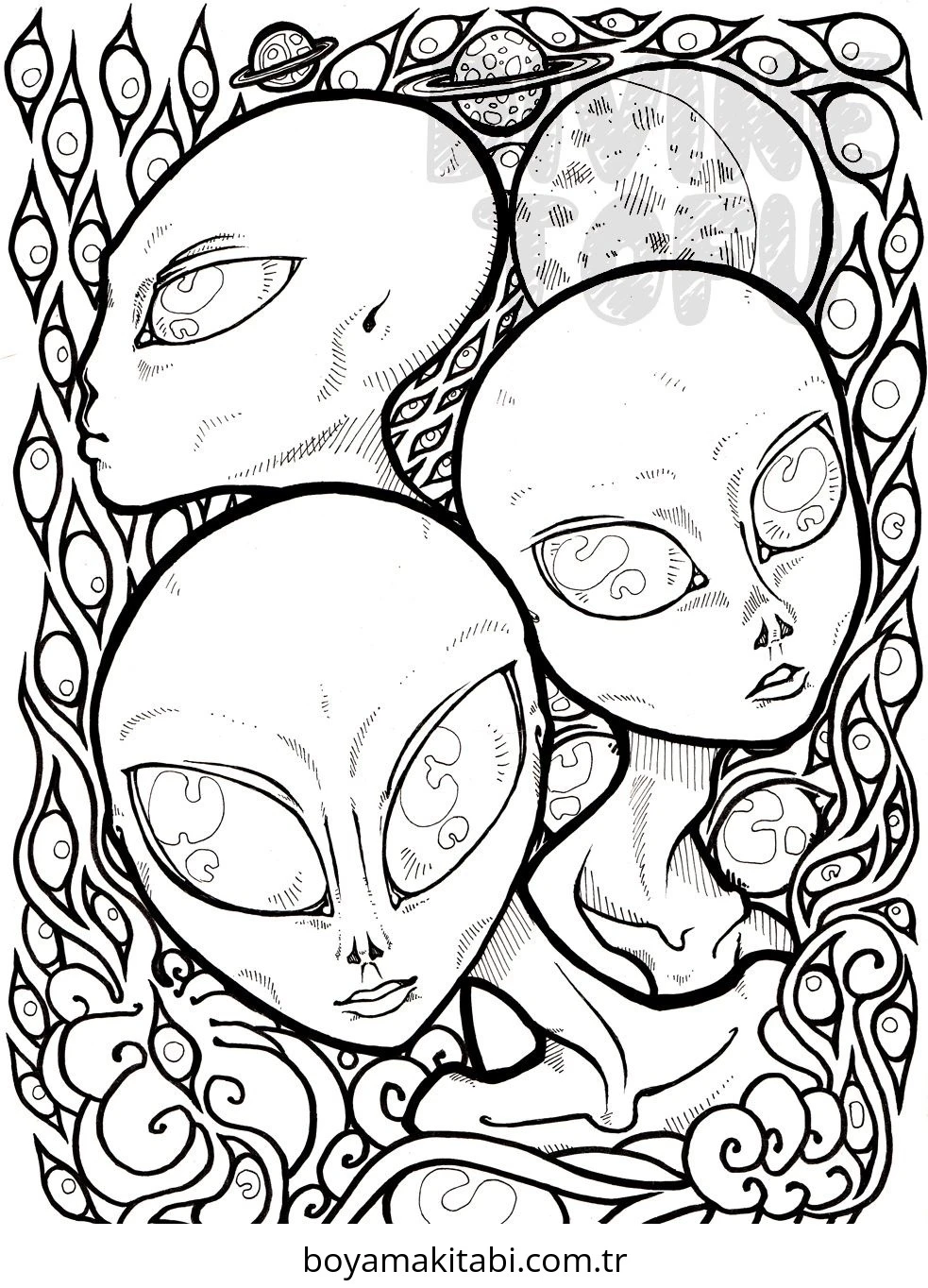 Alien boyama sayfası – yaratıcılık, eğlenceli etkinlik