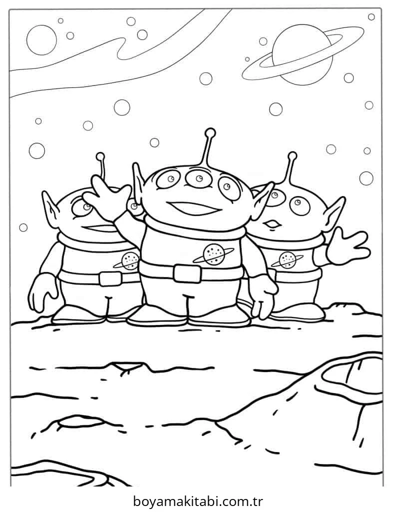 Alien boyama sayfası – boyama çalışması, yaratıcılığı geliştirir