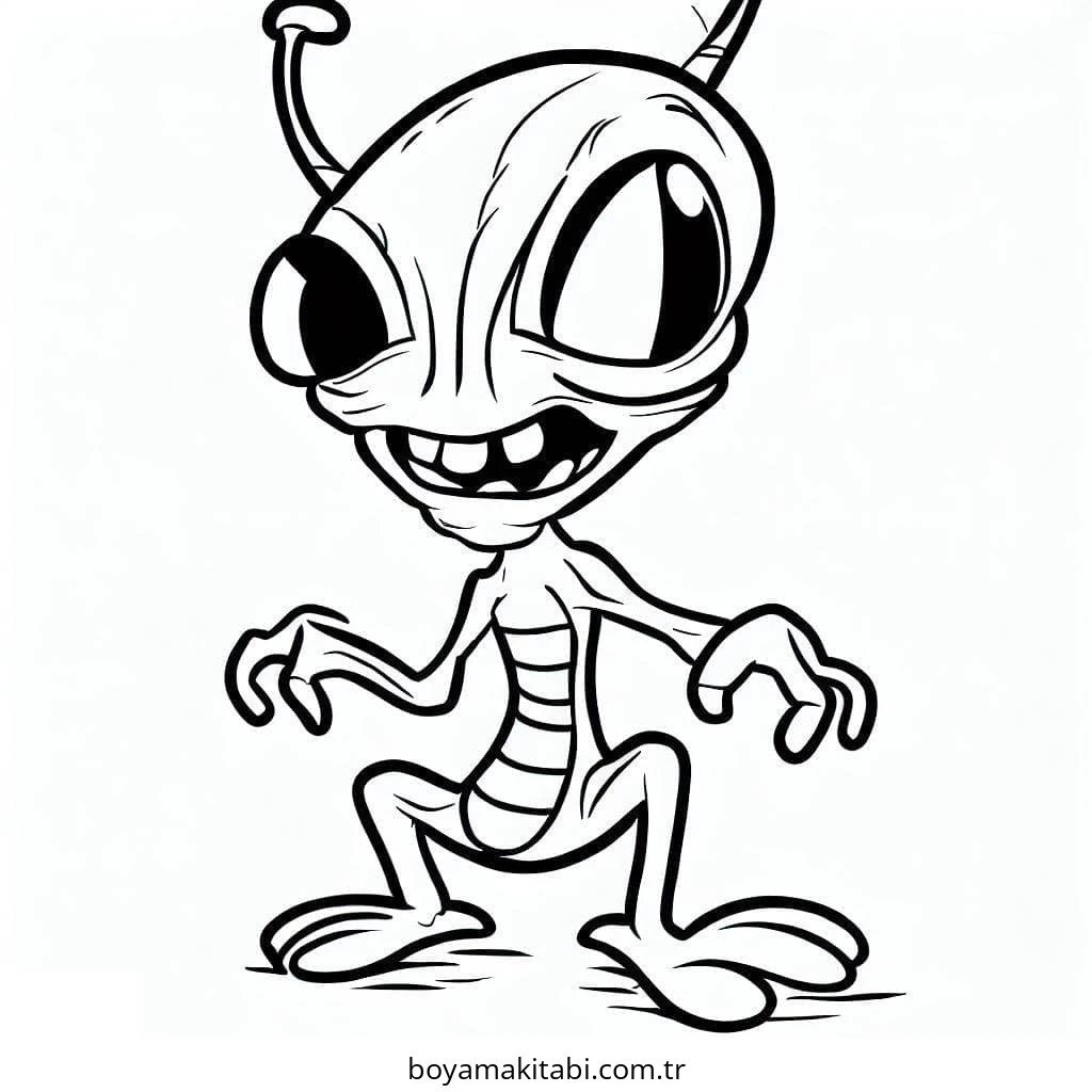 Alien boyama sayfası – yaratıcılığı geliştirir, keyifli zaman