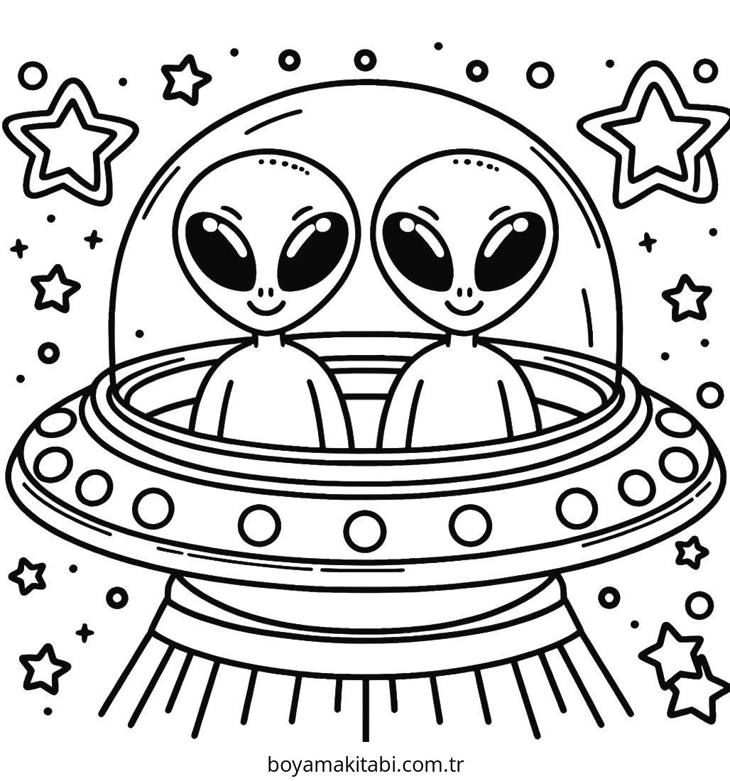 Alien boyama sayfası – el becerilerini geliştirir, boyama çalışması