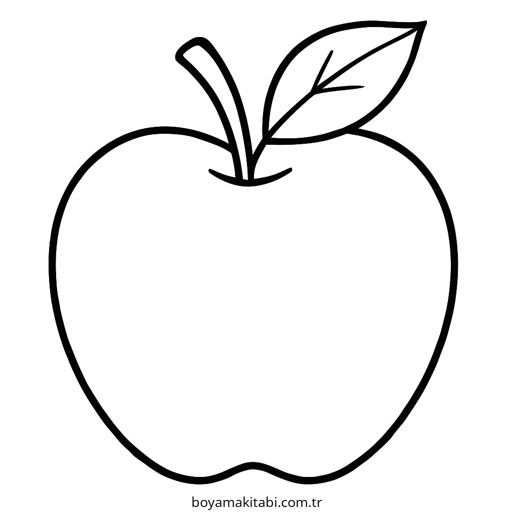 Apple boyama sayfası – çocuk aktivitesi, PDF indir