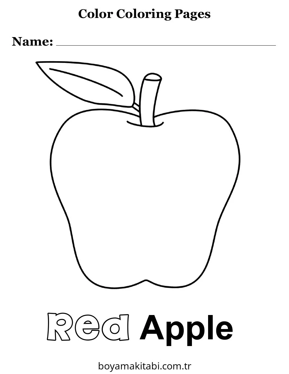 Apple boyama sayfası – boyama çalışması, yaratıcılığı geliştirir