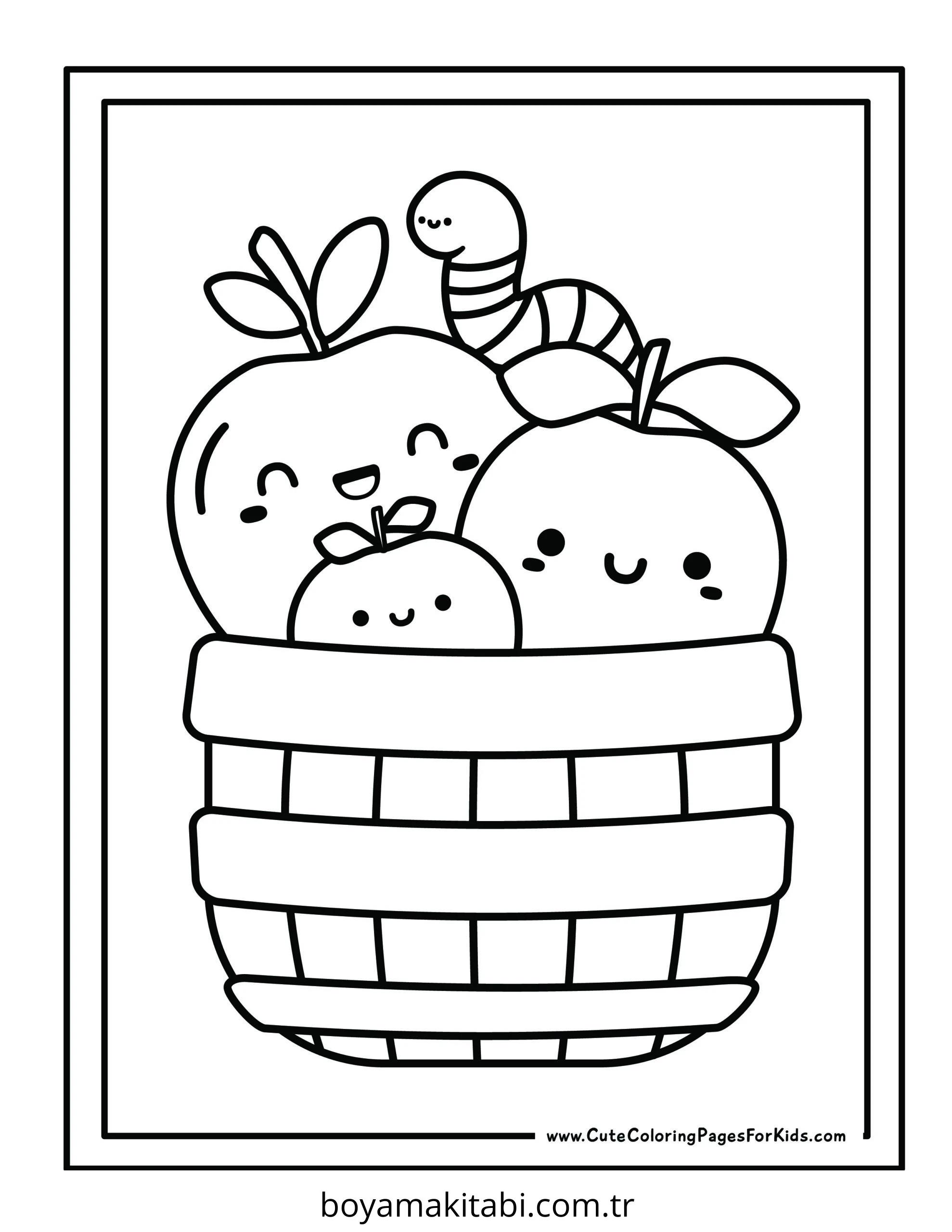 Apple boyama sayfası – eğlenceli etkinlik, el becerilerini geliştirir