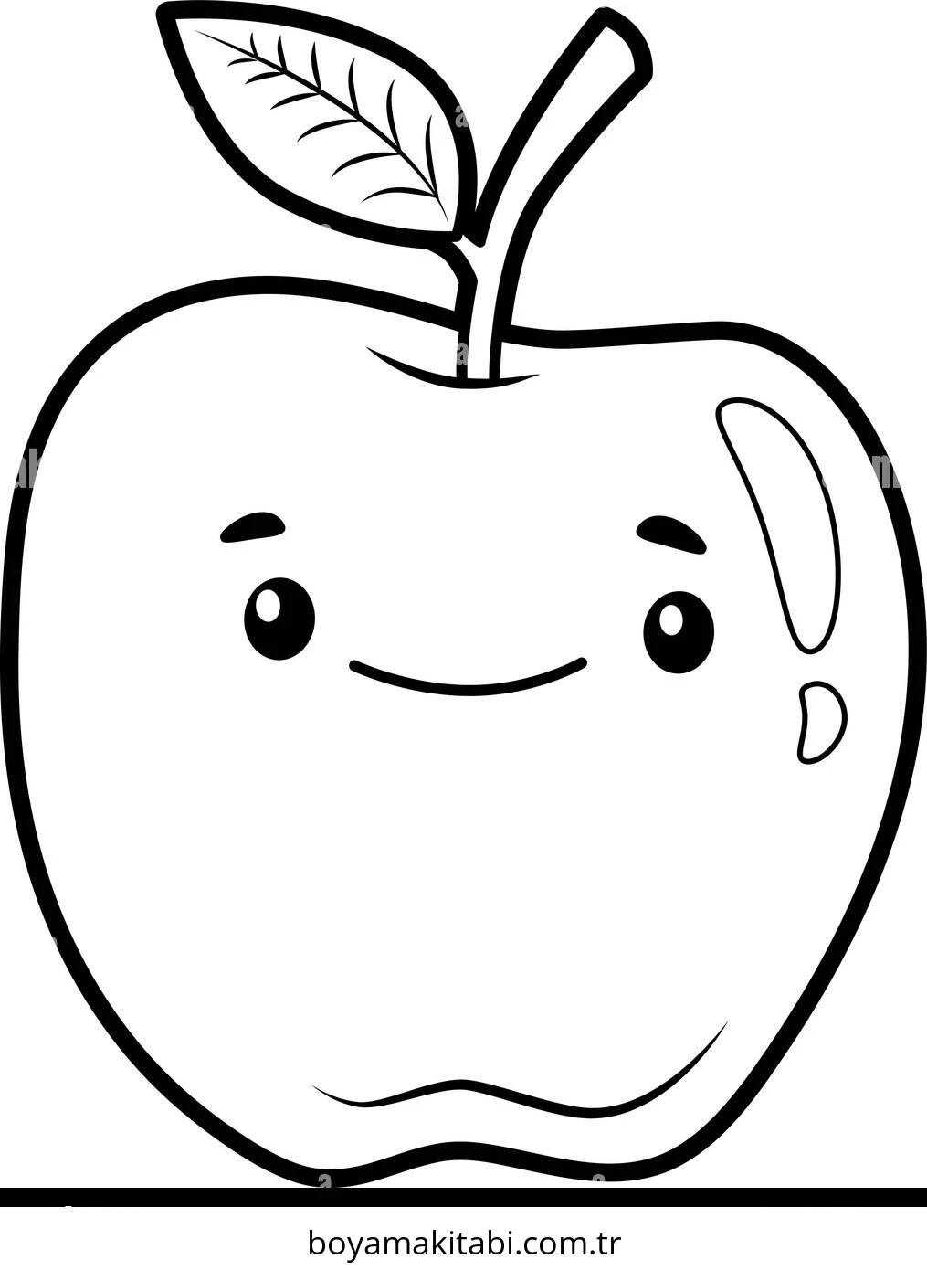 Apple boyama sayfası – sevimli karakter, sanatsal çalışma